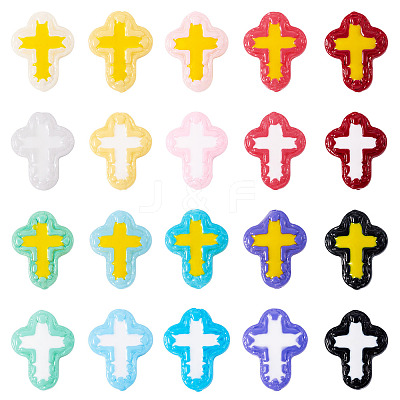 20Pcs 20 Colors Glass Beads Enamel Beads BLOW-TA0001-06-1
