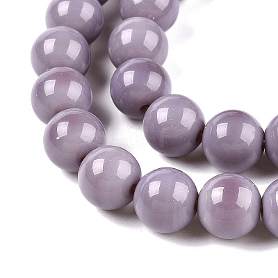 Opaque Solid Color Glass Beads Strands GLAA-T032-P10mm-15-1