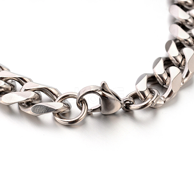 Tarnish Resistant 304 Stainless Steel Curb Link Chain ID Bracelets STAS-M175-07P-1