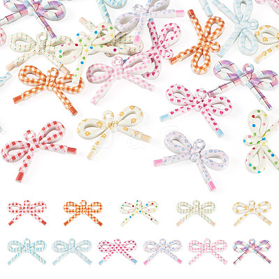22Pcs 11 Colors Opaque Printed Acrylic Pendants MACR-TA0002-87-1