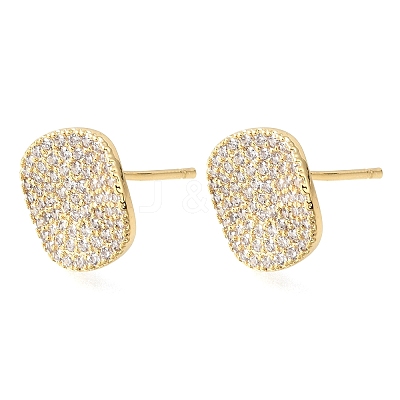 Brass Micro Pave Cubic Zirconia Stud Earring Findings with Loops CU-CBA1682-03G-1