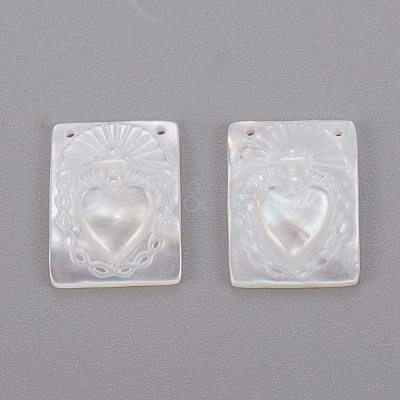 Natural White Shell Mother of Pearl Shell Pendants SHEL-K004-04-1
