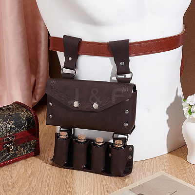 Rectangle Retro PU Leather Magic Potions Belt Pouch Waist Bags AJEW-WH0816-405-1