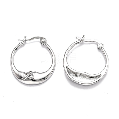 Brass Micro Pave Clear Cubic Zirconia Hoop Earrings EJEW-B006-01P-1