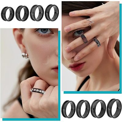 16pcs 8 Style Stainless Steel Grooved Finger Ring Settings RJEW-UN0001-29-1