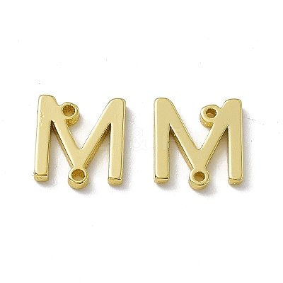 Rack Plating Brass Letter Connector Charms KK-C007-38G-M-1