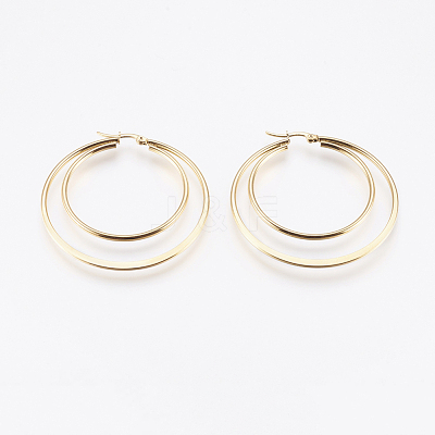 201 Stainless Steel Hoop Earrings EJEW-I213-B-01G-1