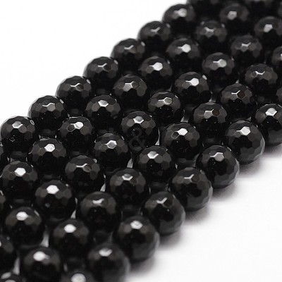 Natural Dyed & Heated Black Onyx Beads Strands X-G-D840-22-8mm-1