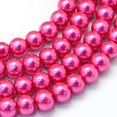 Baking Paint Pearlized Glass Pearl Round Bead Strands HY-Q330-8mm-10-1