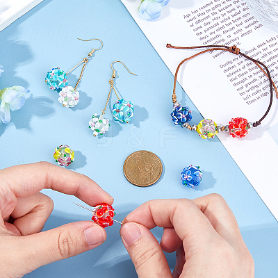 10Pcs 5 Colors Handmade Lampwork Beads LAMP-FI0001-01-1