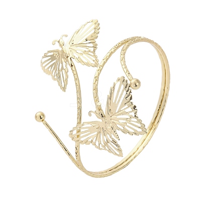 Butterfly Alloy Arm Cuff Bangles for Girl Women LS-AJEW-A063-01I-G-1