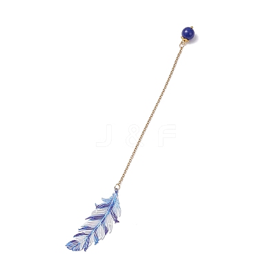 Stainless Steel Feather & Alloy Bookmarks AJEW-JK00402-01-1