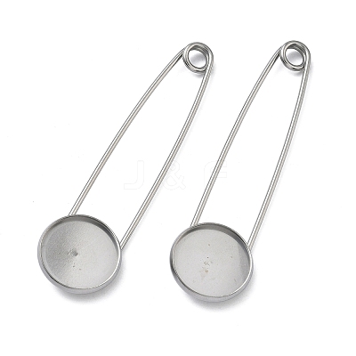 304 Stainless Steel Safety Pin Brooch Base Settings STAS-A142-02A-P-1