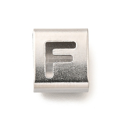 Letter Style 304 Stainless Steel Square Slide Charms STAS-L132-08F-1