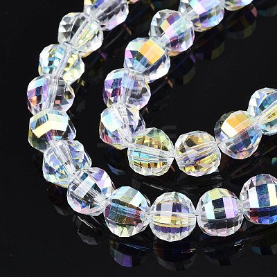 Electroplate Transparent Glass Beads Strands EGLA-N002-30-C01-1