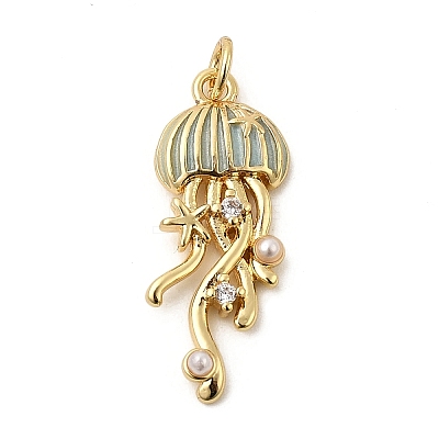 Brass Enamel Pendants KK-CJC0013-16G-05-1