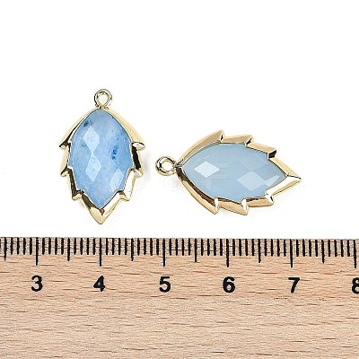 Dyed Natural Jade Faceted Leaf Pendants G-I375-04G-17-1