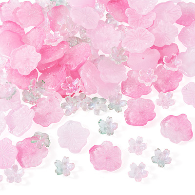 100Pcs 4 Colors Transparent Glass Beads DGLA-TA0001-45-1