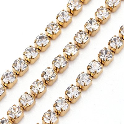 304 Stainless Steel Rhinestone Strass Chains STAS-T055-12G-A-1