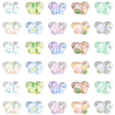 300Pcs 10 Colors Spray Painted Transparent Acrylic Beads OACR-FS0002-62-1