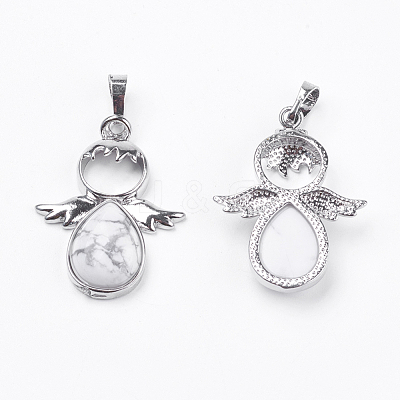 Natural Howlite Pendants G-G651-A14-1
