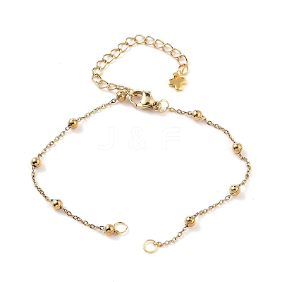 2Pcs 2 Colors 304 Stainless Steel Round Ball Cable Chain Bracelet Making AJEW-JB01331-1