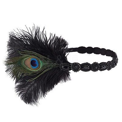 Alloy & Rubber & Rhinestone & Feathers & Seed Glass & Plastic Headbands OHAR-WH20011-15A-1