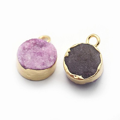 Natural Druzy Quartz Charms G-P396-07G-01-1