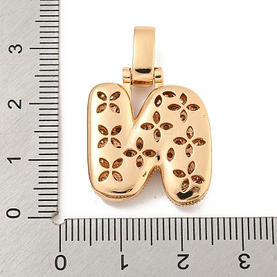 Brass Micro Pave Clear Cubic Zirconia Pendants KK-B099-01G-N-1