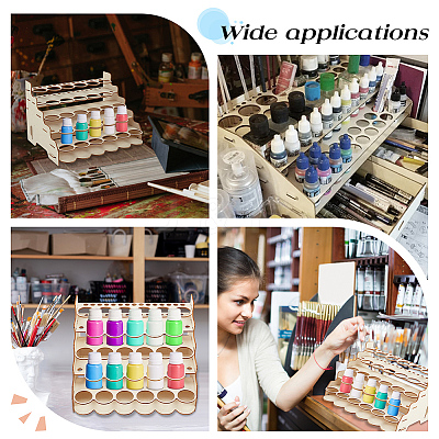5-Layer Wooden Craft Paint & Brash Rack DIY-WH0401-05-1