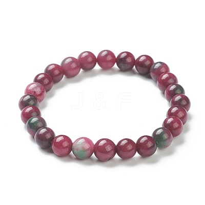 Dyed Natural Jade Beaded Stretch Bracelets BJEW-A117-C-04-1