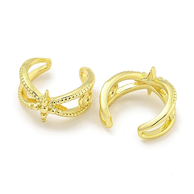 Brass Micro Pave Cubic Zirconia Cuff Earrings EJEW-C104-023G-1