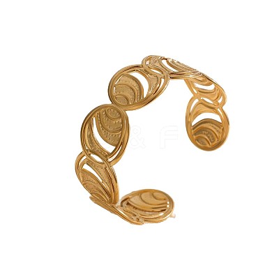 304 Stainless Steel Hollow Ring Open Cuff Bangles for Women WG17EC0-01-1