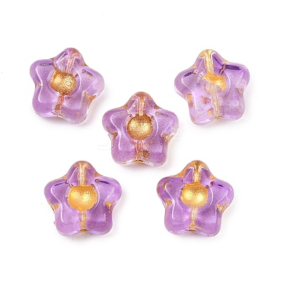 Electroplate and Golden Metal Enlaced Glass Beads EGLA-T029-02H-1
