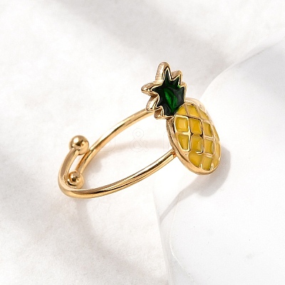 Adjustable 304 Stainless Steel Enamel Cuff Rings for Women RJEW-B152-01G-02-1