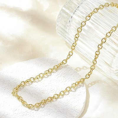 Brass Textured Cable Chain Necklaces NJEW-A042-12G-01-1