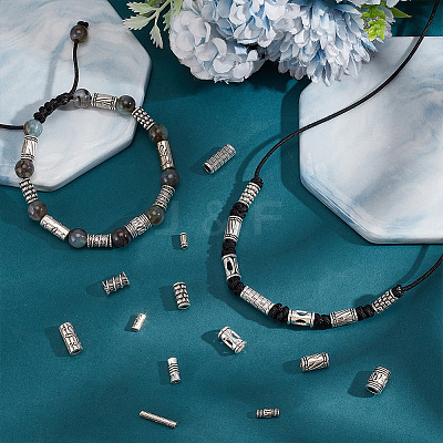 120Pcs 12 Styles Tibetan Style Alloy Tube Beads FIND-PH0020-79-1
