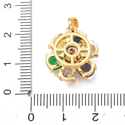 Brass Pave Colorful Cubic Zirconia Pendants CU-CBAF7AF-03B-G-1