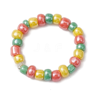 Glass Beads Stretch Rings for Woman RJEW-JR00735-1