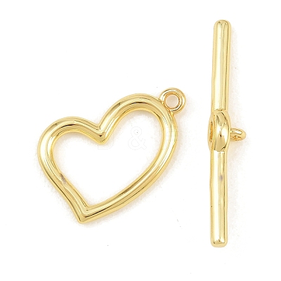 Heart Brass Toggle Clasps KK-G548-43G-01-1