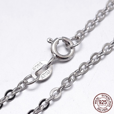 Anti-Tarnish Rhodium Plated 925 Sterling Silver Cable Chains Necklaces NJEW-M157-25C-18-1