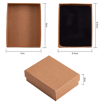 Kraft Cotton Filled Cardboard Paper Jewelry Set Boxes CBOX-R036-11A-1