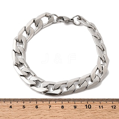 201 Stainless Steel Cuban Link Chains Bracelets for Women Men STAS-T077-19A-04P-1