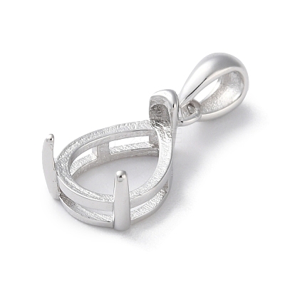 Rhodium Plated Rack Plating 925 Sterling Silver Pendants Cabochon Settings STER-NH0001-49C-P-1