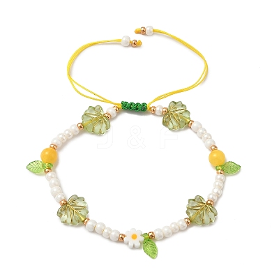 3Pcs 3 Styles Glass Seed Beads & Lampwork Beads Braided Bead Bracelets for Women BJEW-MZ00212-1