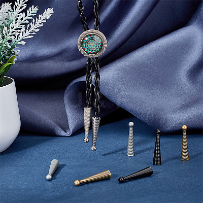 8Pcs 4 Colors Alloy Bolo Tie Replacement Cord End FIND-PH0018-04-1