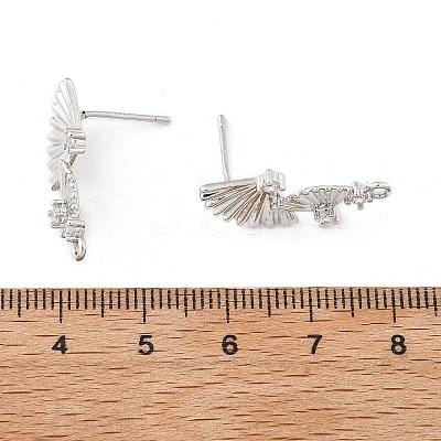 Brass Micro Pave Cubic Zirconia Stud Earring Findings LS-KK-K371-44P-1