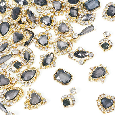 48Pcs 12 Styles Alloy Rhinestone Cabochons MRMJ-TA0001-45D-1