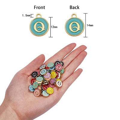 120Pcs 12 Colors Golden Plated Alloy Charms ENAM-SZ0001-64Q-1