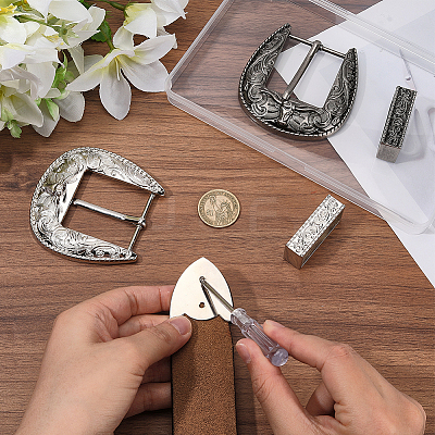 2 Sets 2 Colors Belt Zinc Alloy Buckle Sets FIND-CY0001-30-1